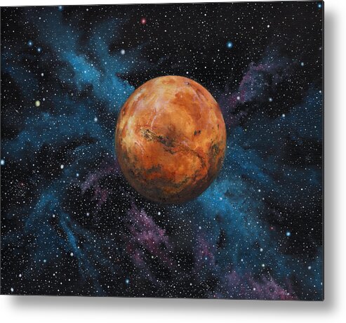 Mars Metal Print featuring the painting Mars and Stars by Michael Zawacki