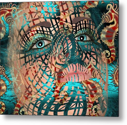 Dreaming Of The Sea Metal Print featuring the mixed media Mask Dreaming of the Sea by Joan Stratton