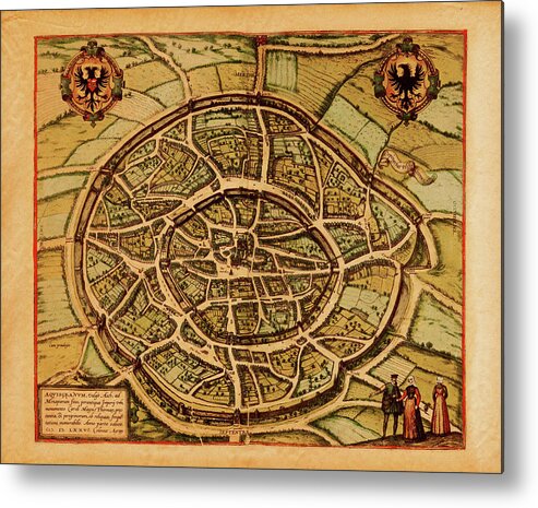 Engraving Metal Print featuring the digital art Medieval Maps And Illustrations I View by Nicoolay