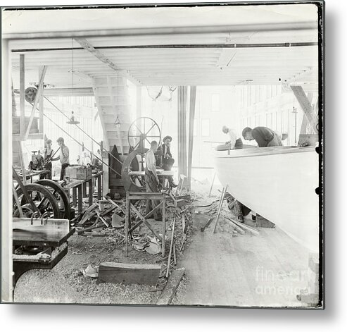 People Metal Print featuring the photograph Men Building Ships by Bettmann