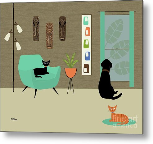 Mid Century Modern Metal Print featuring the digital art Mid Century Modern Lab in Green by Donna Mibus