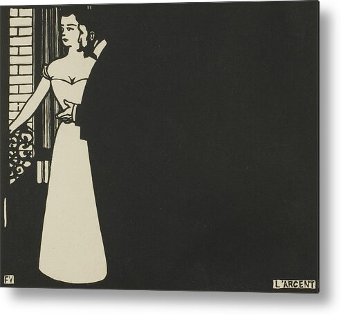 19th Century Art Metal Print featuring the relief Money, plate five from Intimacies by Felix Edouard Vallotton