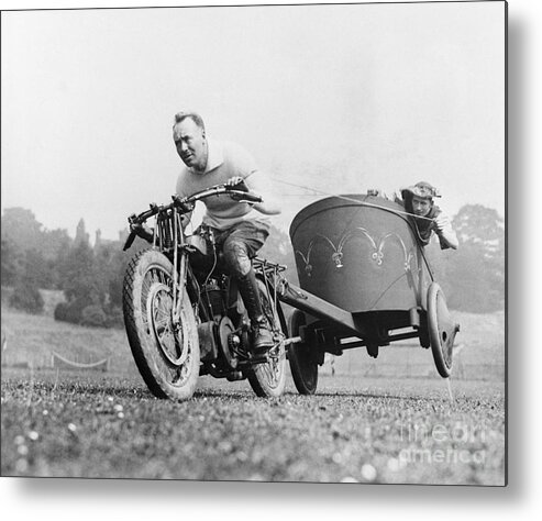 People Metal Print featuring the photograph Motorcycle Chariot Racing by Bettmann