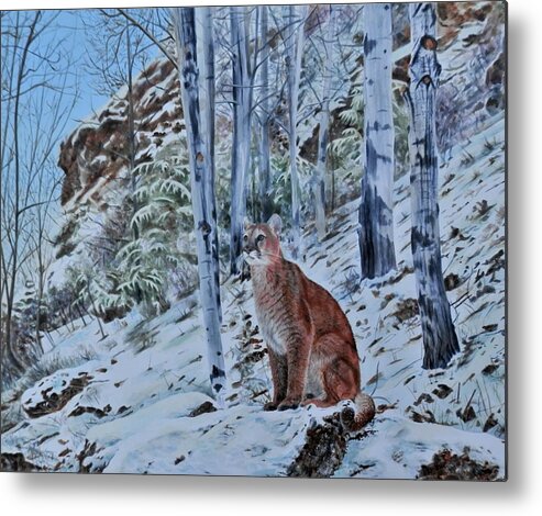 Mountain Lion Metal Print featuring the painting Mountain Lion by John Neeve
