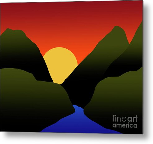 Mountains Metal Print featuring the digital art Mountain Sunset by Kirt Tisdale
