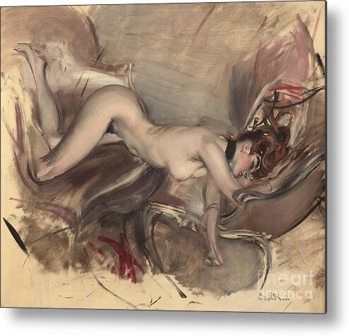 Oil Painting Metal Print featuring the drawing Naked Woman by Heritage Images