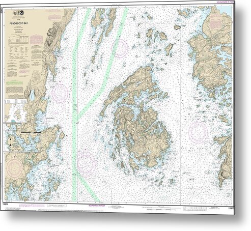 13305 Metal Print featuring the mixed media Nautical Chart-13305 Penobscot Bay, Carvers Harbor-approaches by Bret Johnstad