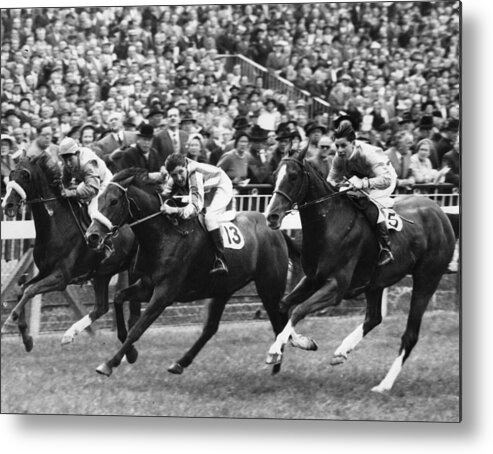 Horse Metal Print featuring the photograph Neck And Neck by Ron Case