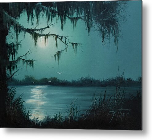 Landscape Metal Print featuring the painting Night Flight by Lynne Pittard