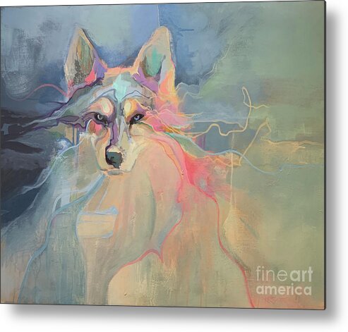 Wolf Metal Print featuring the painting Not Little Red by Kimberly Santini
