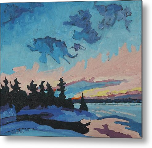 2217 Metal Print featuring the painting Ontario Snowsquall Sunset by Phil Chadwick