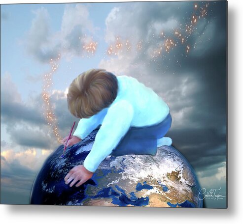 Children's Paintings Metal Print featuring the mixed media Painting the World As We Please by Colleen Taylor