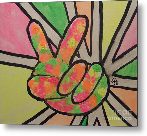 1960s Metal Print featuring the painting Peace Sign by Saundra Johnson
