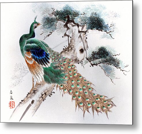 Japan Metal Print featuring the painting Peacock by Shisen