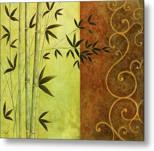 Bamboo Shoots In Earth Toned Background Metal Print featuring the mixed media Pe_ft 3 by Pablo Esteban