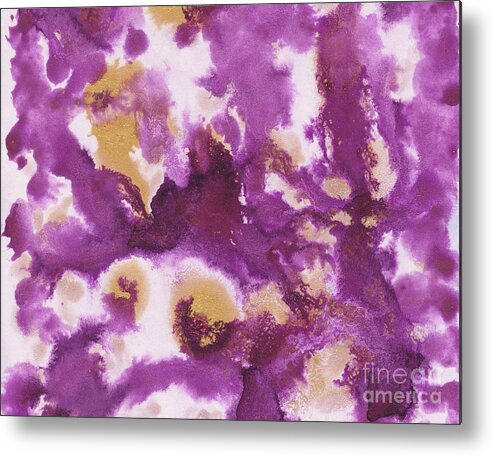 Ink Metal Print featuring the painting Pink Gold Abstract Painting #1 #ink #decor #art by Anitas and Bellas Art