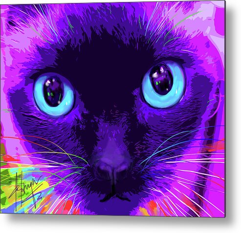 Bubble Metal Print featuring the painting pOpCat Bubble by DC Langer