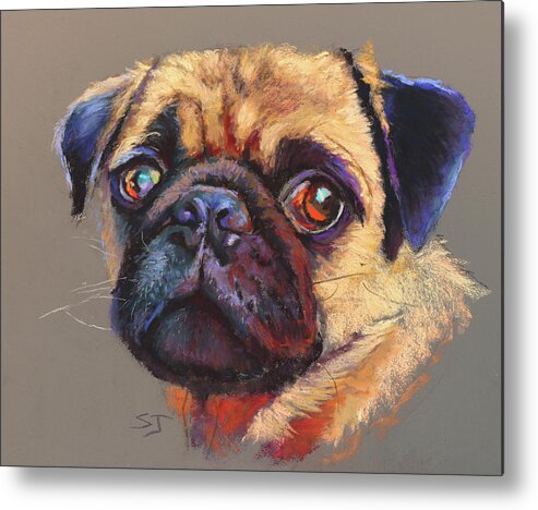 Pug Metal Print featuring the painting Precious Pug by Susan Jenkins