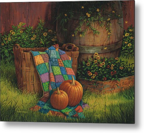 Michael Humphries Metal Print featuring the painting Pumpkins and Patches by Michael Humphries