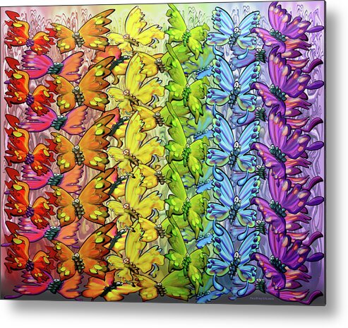 Butterflies Metal Print featuring the digital art Rainbow of Butterflies by Kevin Middleton