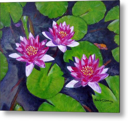 Water Lilies Metal Print featuring the painting Rancho Waterlilies by Amelie Simmons