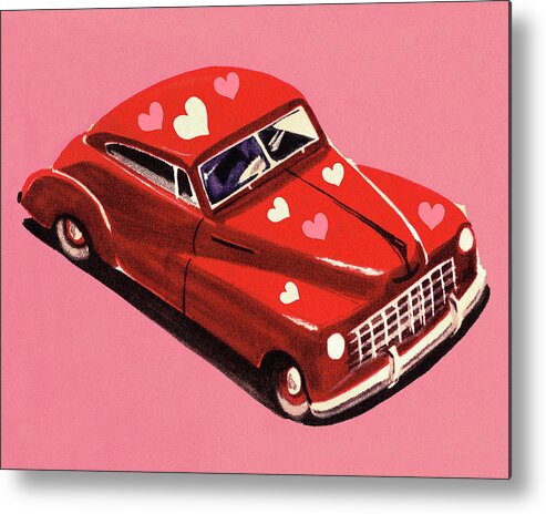 Auto Metal Print featuring the drawing Red Car by CSA Images