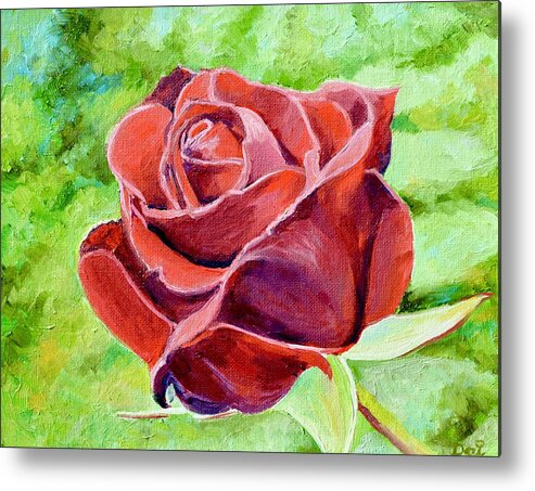 Rose. Red Rose Metal Print featuring the painting Red Red Rose by Dai Wynn