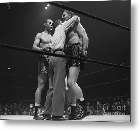 People Metal Print featuring the photograph Referee Comforting Lee Savold After Joe by Bettmann