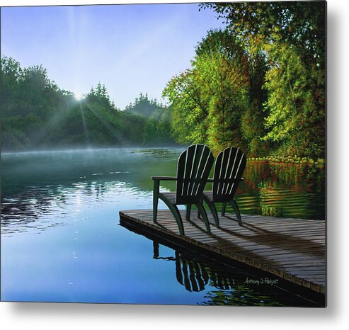 Lake Metal Print featuring the painting Reflections by Anthony J Padgett