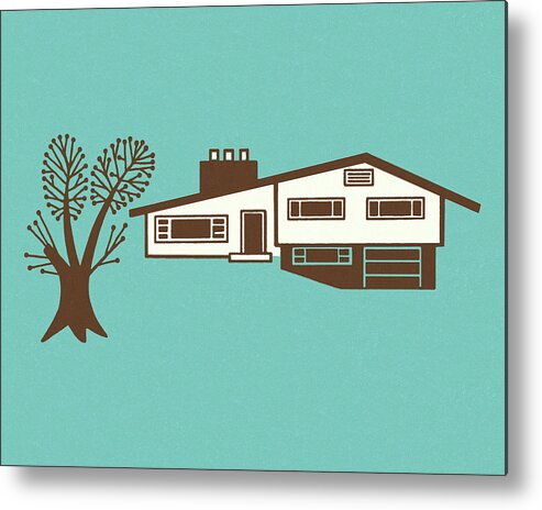 Architecture Metal Poster featuring the drawing Residential House by CSA Images