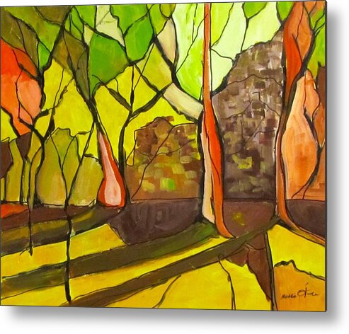 Abstract Metal Print featuring the painting Robyn's Woods by Barbara O'Toole