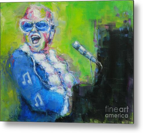 Elton Metal Print featuring the painting Rocketman by Dan Campbell