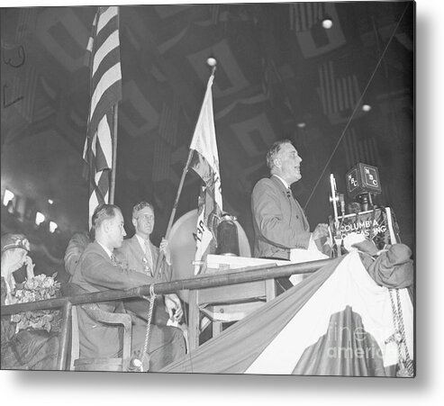 Mature Adult Metal Print featuring the photograph Roosevelt Speaking At Democratic by Bettmann