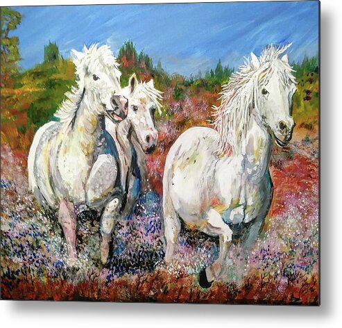 Horses Metal Print featuring the painting Running Wild by Mike Benton
