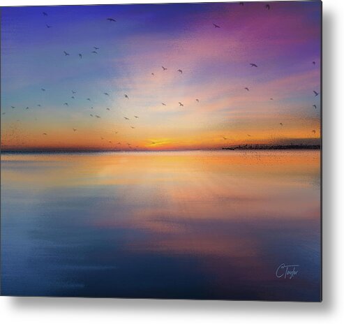 Seascape Metal Print featuring the mixed media Sapphire Sunset by Colleen Taylor