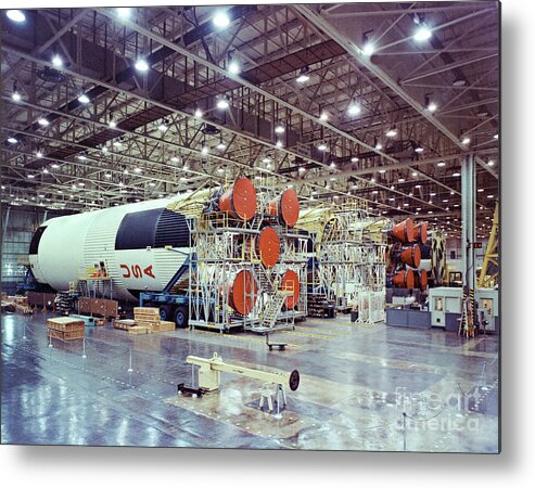 Saturn V Metal Print featuring the photograph Saturn V First Stage Horizontal Assembly by Nasa/science Photo Library