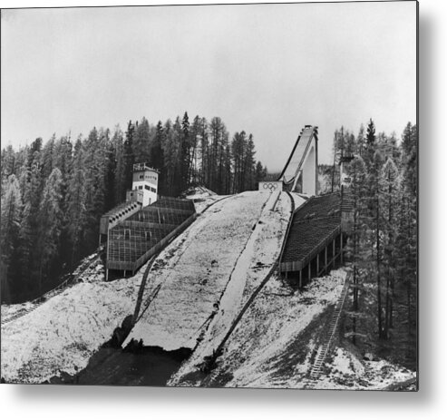 Skiing Metal Print featuring the photograph Ski Jump by Central Press