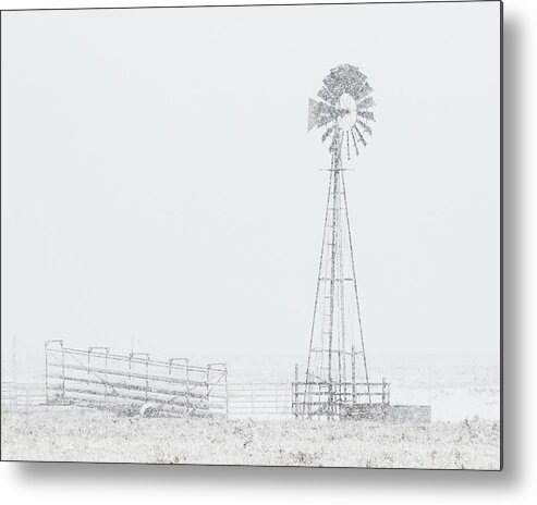 Kansas Metal Print featuring the photograph Snow and Windmill 03 by Rob Graham