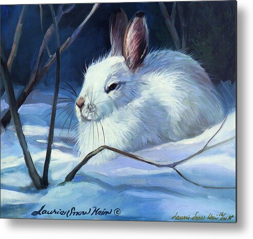 Bunny Metal Print featuring the painting Snow Baby by Laurie Snow Hein