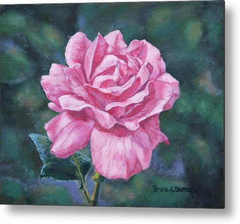 Solitary Rose Metal Print featuring the painting Solitary Rose by Bruce Dumas