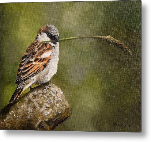Sparrow Metal Print featuring the painting Sparrow by Kirsty Rebecca