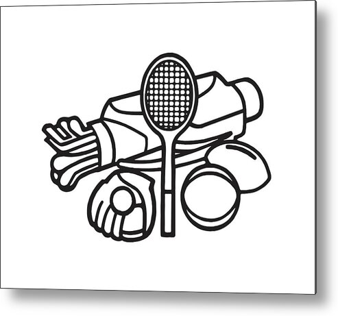 American Pastime Metal Print featuring the drawing Sports Equipment by CSA Images