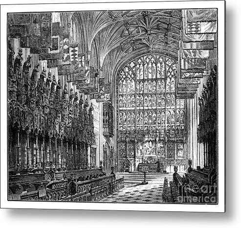 Arch Metal Print featuring the drawing St Georges Chapel, Windsor, Showing by Print Collector