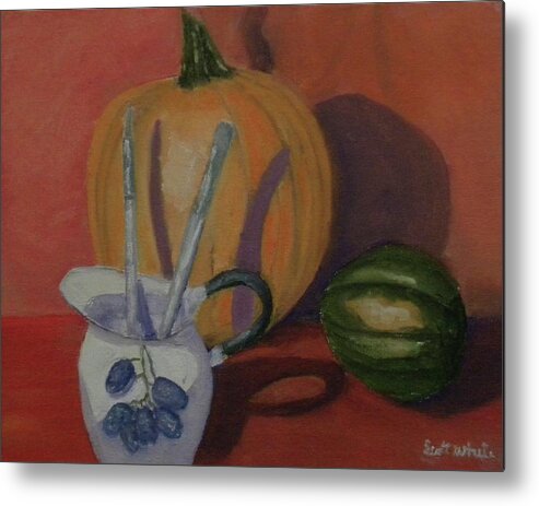 Pumpkin Grapes Metal Print featuring the painting Still Fall Life by Scott W White