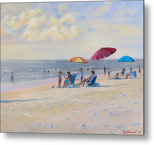 Spring Metal Print featuring the painting Sunset Beach Observers by David Gilmore