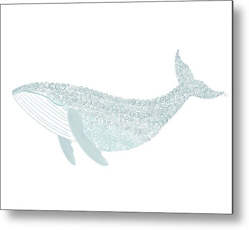 Gesture Metal Print featuring the painting Swirly Whale by Fab Funky