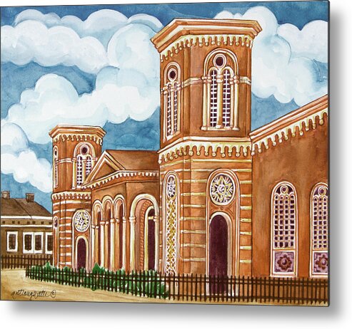 Synagogue Wiznitz Exterior Metal Print featuring the painting Synagogue Wiznitz Exterior by Andrea Strongwater