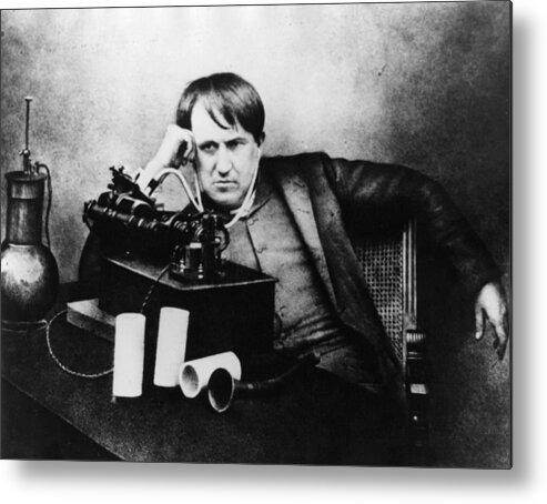 Corporate Business Metal Print featuring the photograph T A Edison by Hulton Archive