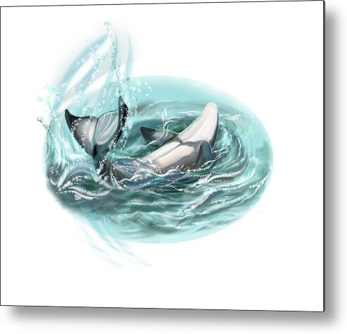 Tailstalk Page 25 Dolphin Metal Print featuring the painting Tailstalk Page 25 Dolphin by Cathy Morrison Illustrates