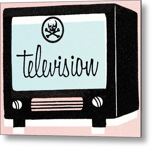 Audio Visual Metal Print featuring the drawing Television is poison by CSA Images
